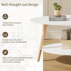 Oval Coffee Table 2-Tier Center with Storage Shelves