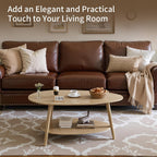 Oval Coffee Table 2-Tier Center with Storage Shelves