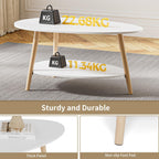 Oval Coffee Table 2-Tier Center with Storage Shelves