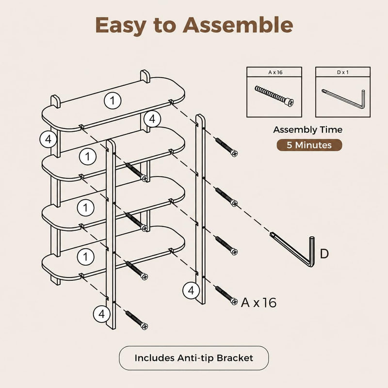 Book Shelf 3-Tier Bookshelf Wooden Bookcase Modern Open