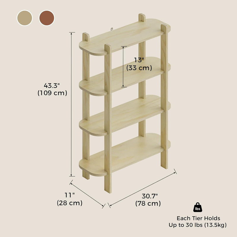 Book Shelf 3-Tier Bookshelf Wooden Bookcase Modern Open