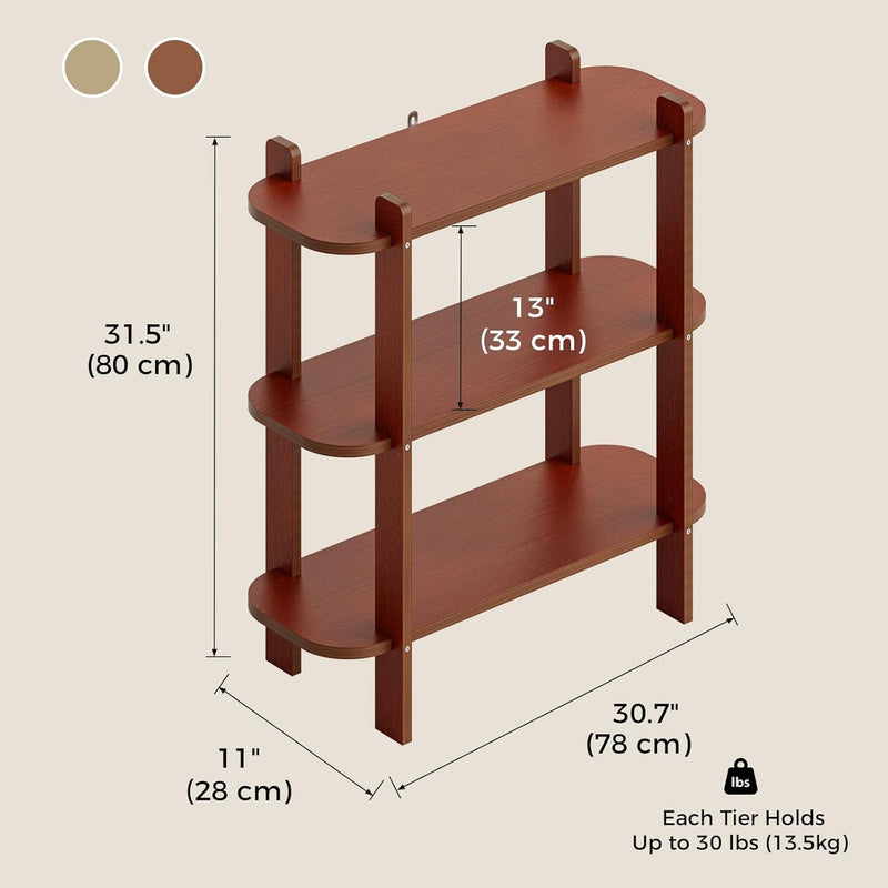 Book Shelf 3-Tier Bookshelf Wooden Bookcase Modern Open