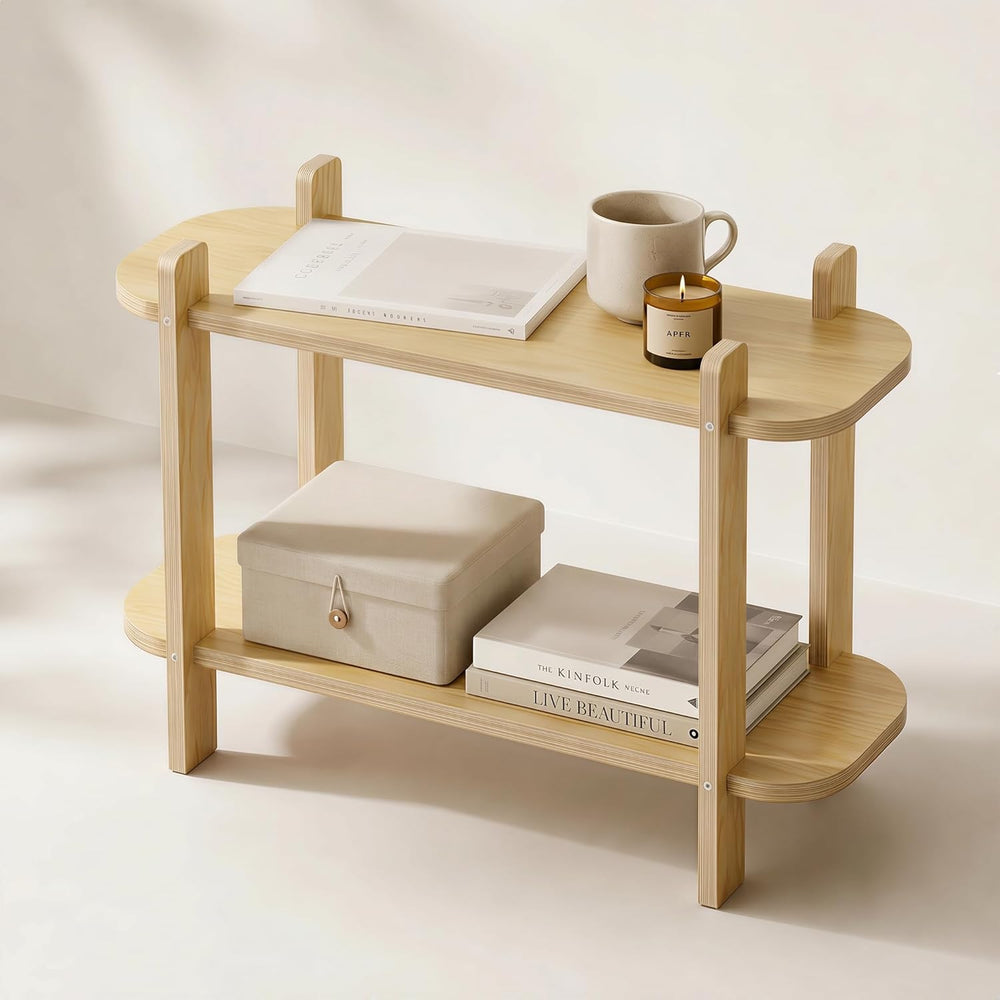 Bookshelf Wood Shelf Bookcase Book 2-Tier Natural