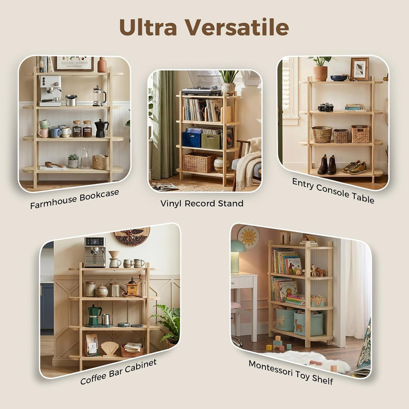 Book Shelf 3-Tier Bookshelf Wooden Bookcase Modern Open