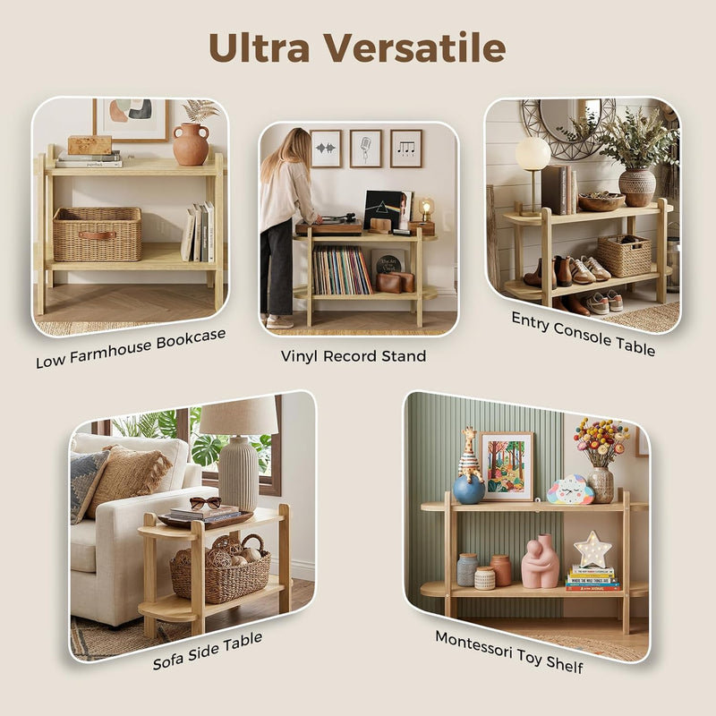 Book Shelf 3-Tier Bookshelf Wooden Bookcase Modern Open