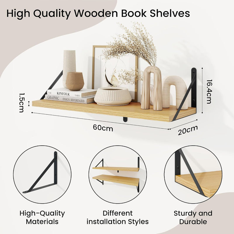 Book Shelf Rustic Shelves Wall (Set of 3)