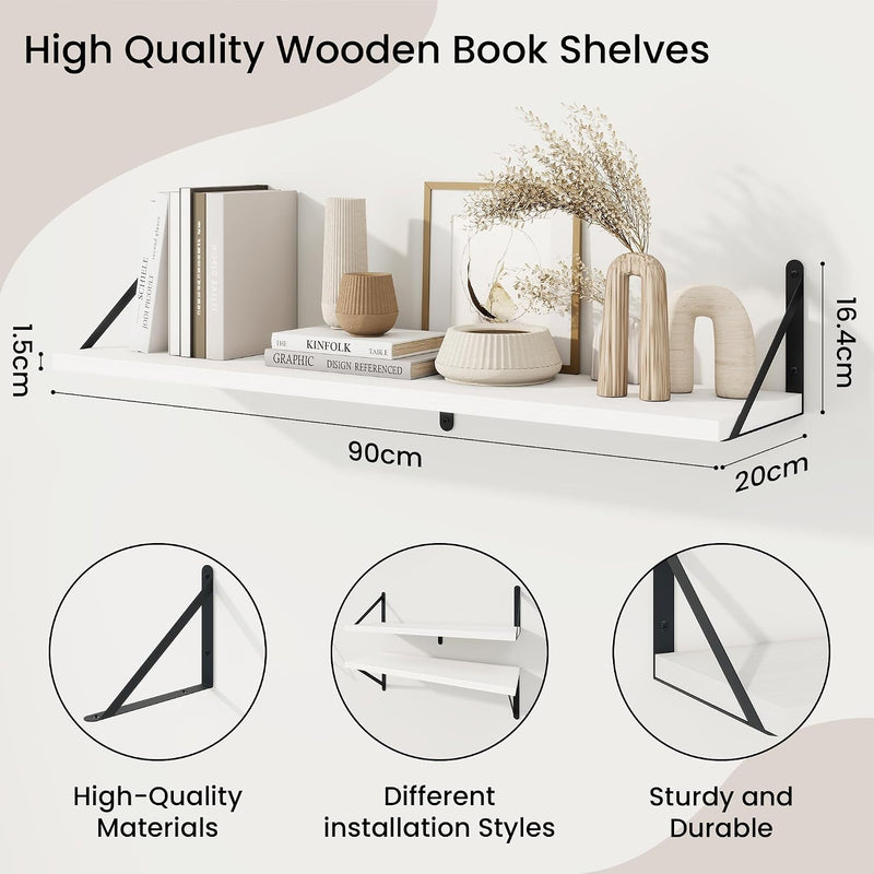 Book Shelf Rustic Shelves Wall Wooden (Set of 3)