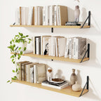 Book Shelf Rustic Shelves Wall Wooden (Set of 3)