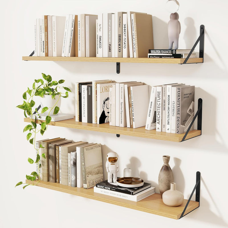 Book Shelf Rustic Shelves Wall Wooden (Set of 3)