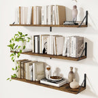 Book Shelf Rustic Shelves Wall Wooden (Set of 3)
