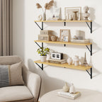 Book Shelf Rustic Shelves Wall Wooden (Set of 3)