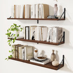 Book Shelf Rustic Shelves Wall Wooden (Set of 3)