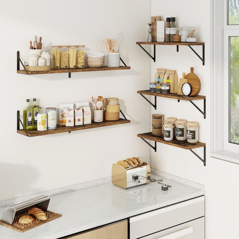 Book Shelf Rustic Shelves Wall Wooden (Set of 3)