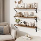 Book Shelf Rustic Shelves Wall Wooden (Set of 3)