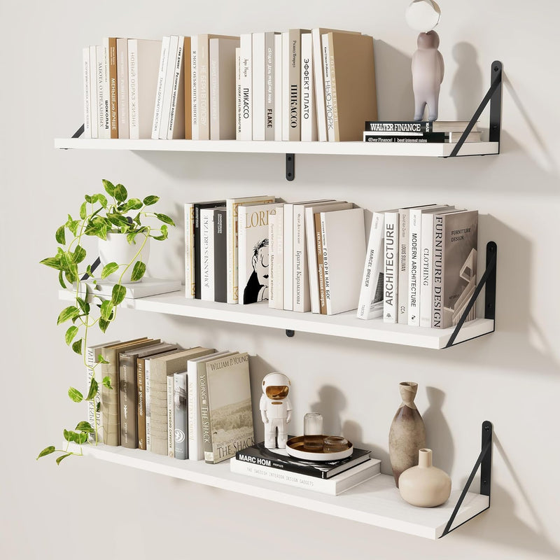 Book Shelf Rustic Shelves Wall Wooden (Set of 3)