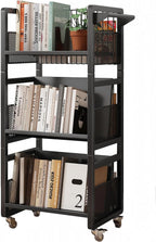 Book Trolley Mobile Bookshelf Organiser with Lockable Wheels