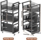 Book Trolley Mobile Bookshelf Organiser with Lockable Wheels