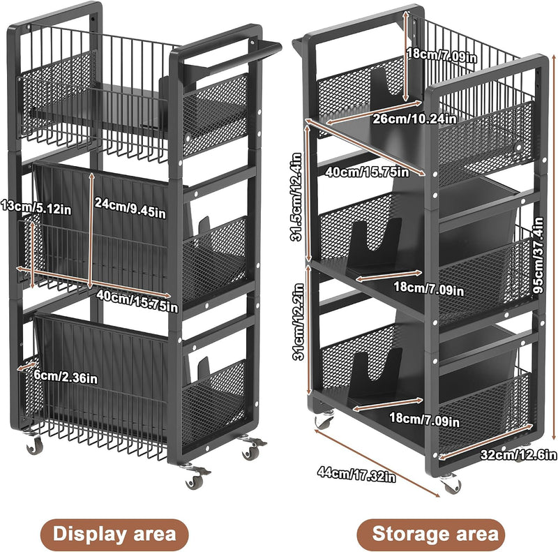 Book Trolley Mobile Bookshelf Organiser with Lockable Wheels