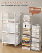 Book Trolley Mobile Bookshelf Organiser with Lockable Wheels
