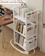Book Trolley Mobile Bookshelf Organiser with Lockable Wheels