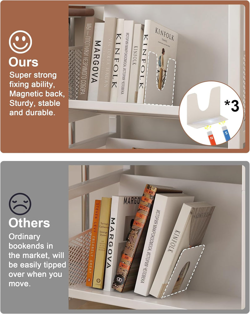 Book Trolley Mobile Bookshelf Organiser with Lockable Wheels