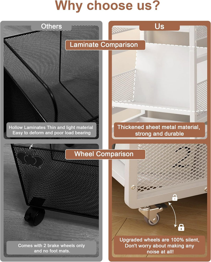 Book Trolley Mobile Bookshelf Organiser with Lockable Wheels