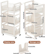 Book Trolley Mobile Bookshelf Organiser with Lockable Wheels