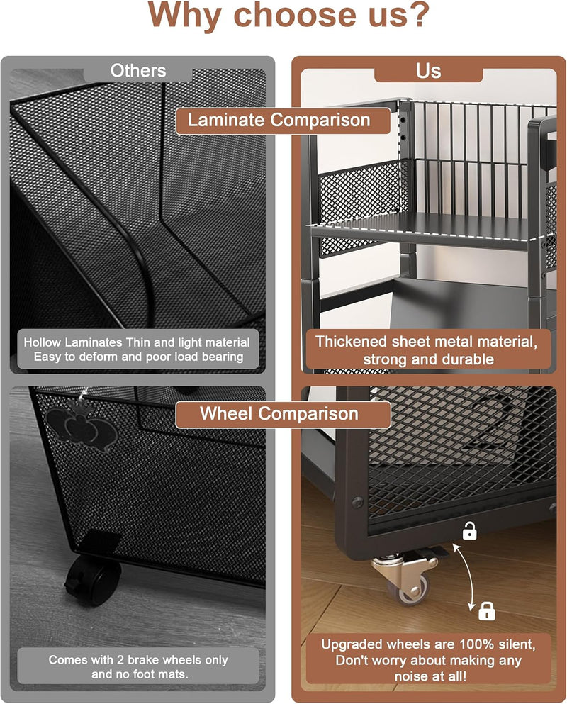 Book Trolley Mobile Bookshelf Organiser with Lockable Wheels