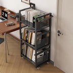 Book Trolley Mobile Bookshelf Organiser with Lockable Wheels