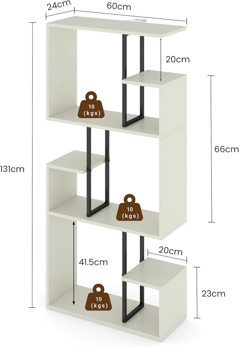Bookcase 3 Tier Slim Freestanding Room Divider Display