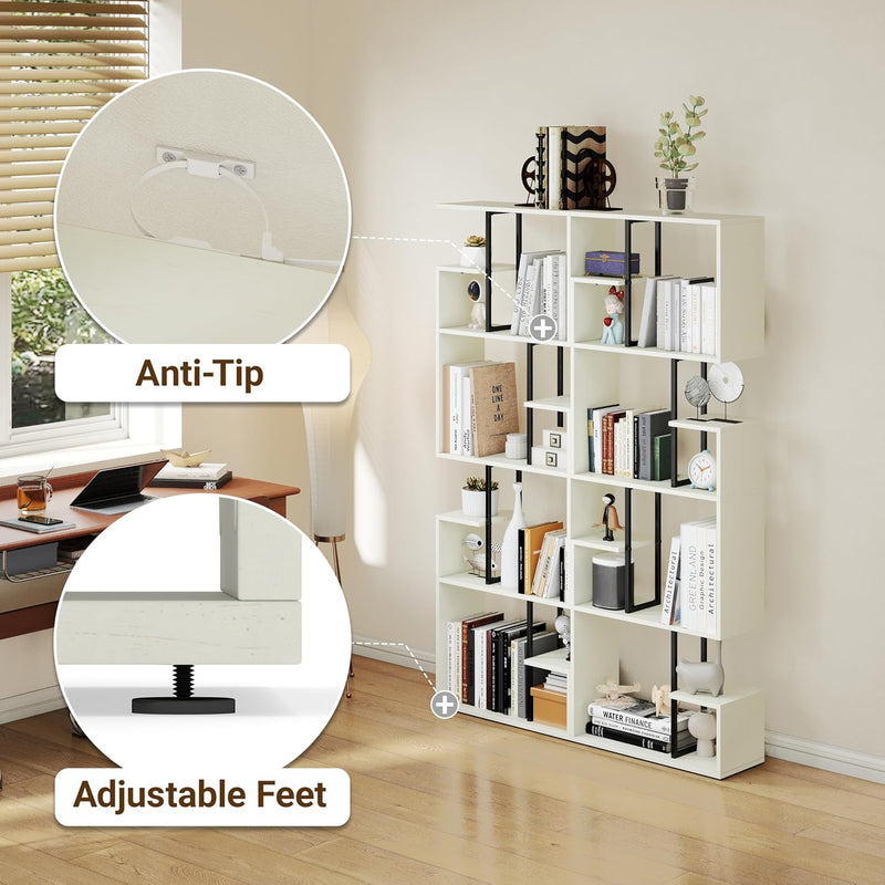 Bookcase 3 Tier Slim Freestanding Room Divider Display