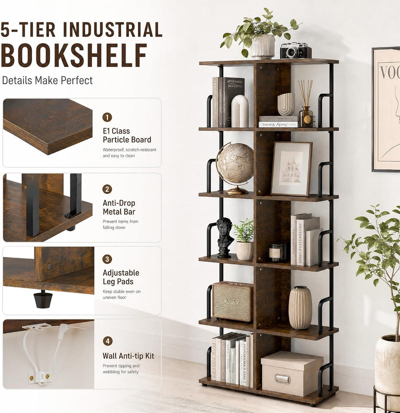 Bookcase 4 Tier Slim Freestanding Room Divider Display