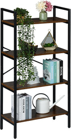 Bookcase 4 Tiers 122x60x32CM Shelving Unit Industrial