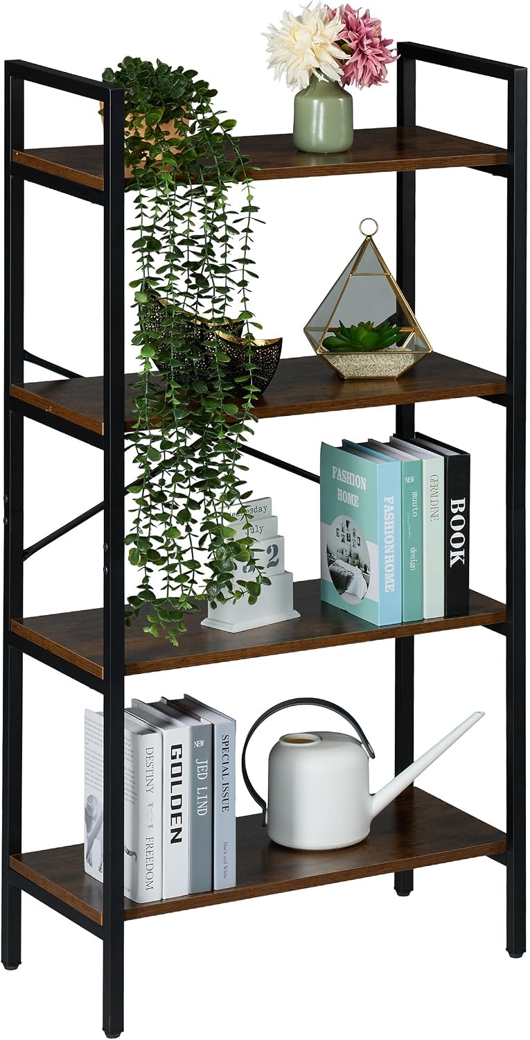 Bookcase 4 Tiers 122x60x32CM Shelving Unit Industrial