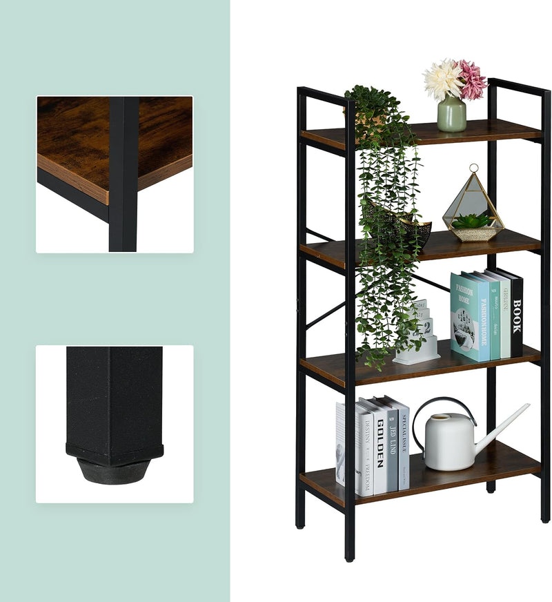 Bookcase 4 Tiers 122x60x32CM Shelving Unit Industrial