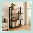 Bookcase 4 Tiers 122x60x32CM Shelving Unit Industrial