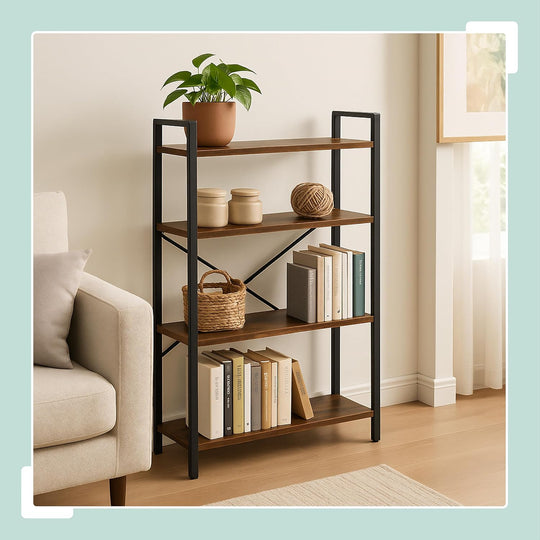 Bookcase 4 Tiers 122x60x32CM Shelving Unit Industrial