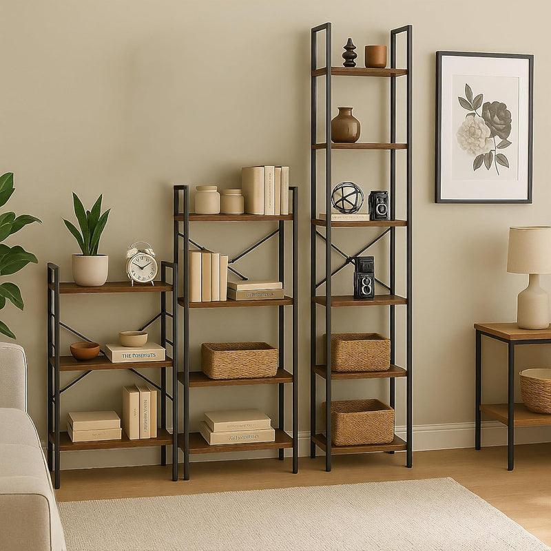 Bookcase 4 Tiers 122x60x32CM Shelving Unit Industrial