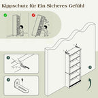 Bookcase 5-Tier 181CM Tall Book Shelf with Vertical