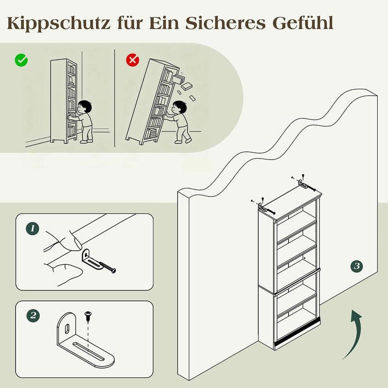 Bookcase 5-Tier 181CM Tall Book Shelf with Vertical