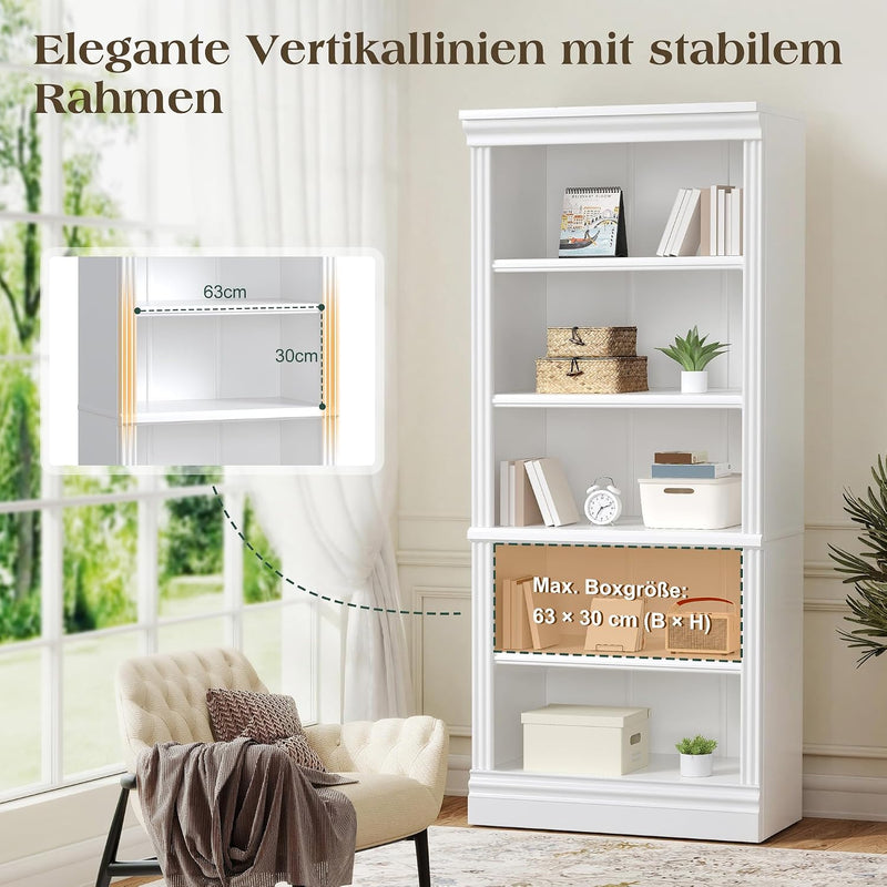 Bookcase 5-Tier 181CM Tall Book Shelf with Vertical