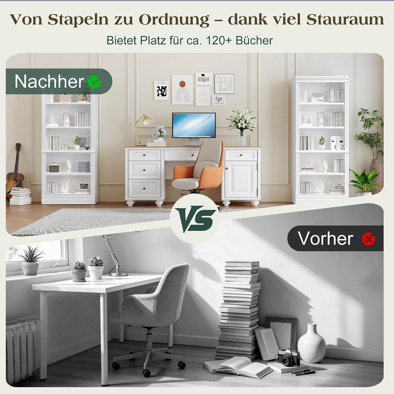 Bookcase 5-Tier 181CM Tall Book Shelf with Vertical