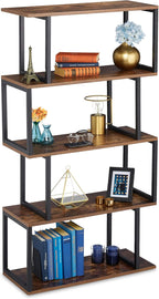Bookcase Industrial Design 5 Open Levels MDF Metal