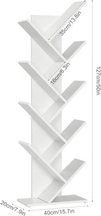 Bookcase Tree Bookshelf 8 Tier Floor Standing Wooden