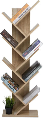 Bookcase Tree Bookshelf 8 Tier Floor Standing Wooden