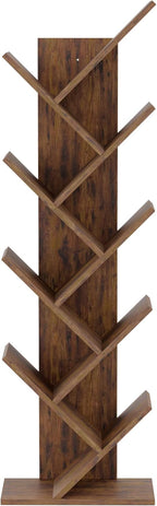 Bookcase Tree Bookshelf 8 Tier Floor Standing Wooden
