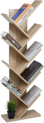 Bookcase Tree Bookshelf 8 Tier Floor Standing Wooden