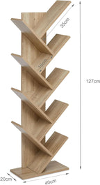 Bookcase Tree Bookshelf 8 Tier Floor Standing Wooden