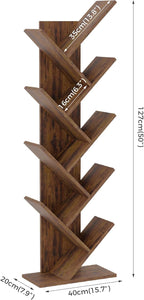 Bookcase Tree Bookshelf 8 Tier Floor Standing Wooden