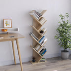 Bookcase Tree Bookshelf 8 Tier Floor Standing Wooden
